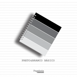 Cadernos - Preto&Branco Básico Capa dura e papel sulfite 90g P | M | G  Capa Dura impressa c/ laminação fosca 100fls impressas com encadernação wire-o lateral 