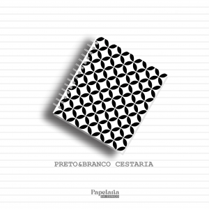 Cadernos - Preto&Branco Cestaria Capa dura e papel sulfite 90g P | M | G  Capa Dura impressa c/ laminação fosca 100fls impressas com encadernação wire-o lateral 