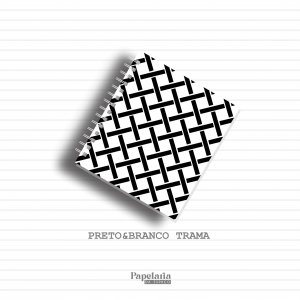 Cadernos - Preto&Branco Trama Capa dura e papel sulfite 90g P | M | G  Capa Dura impressa c/ laminação fosca 100fls impressas com encadernação wire-o lateral 