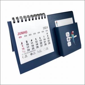 Calendário de Mesa 2024 Cartonado - Personalizado Base rígida em Cartonagem 12X20cm   Encadernação Wire-o 