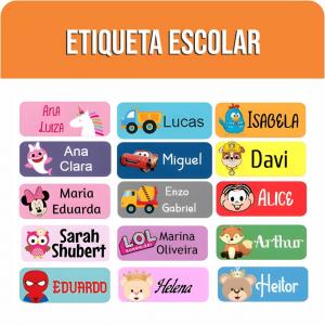 kit etiqueta escolar -  premium Adesivo Vinil Ritrama - Alta resistência e durabilidade  4X0 - Colorido Frente  Corte Especial + Cartela Cada Kit - 140un