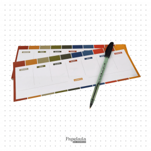 Planner Semanal Papel sulfite 90g impressas 10x28cm   54 folhas blocagem superior 